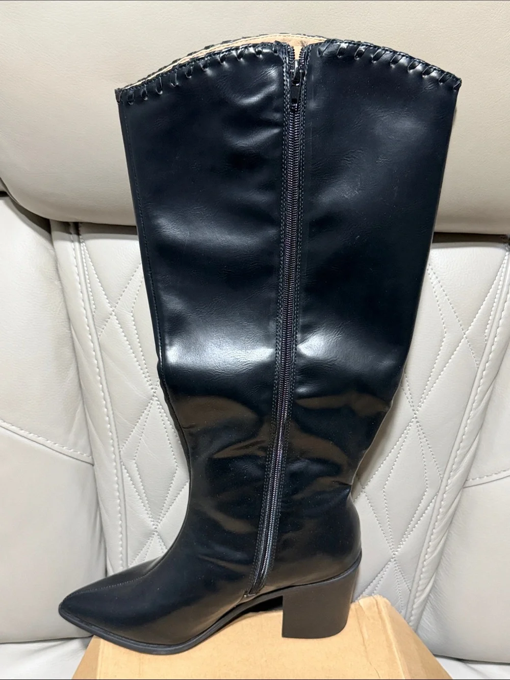 Journee Collection Black Daria Over-the-Knee Block Heel Boots